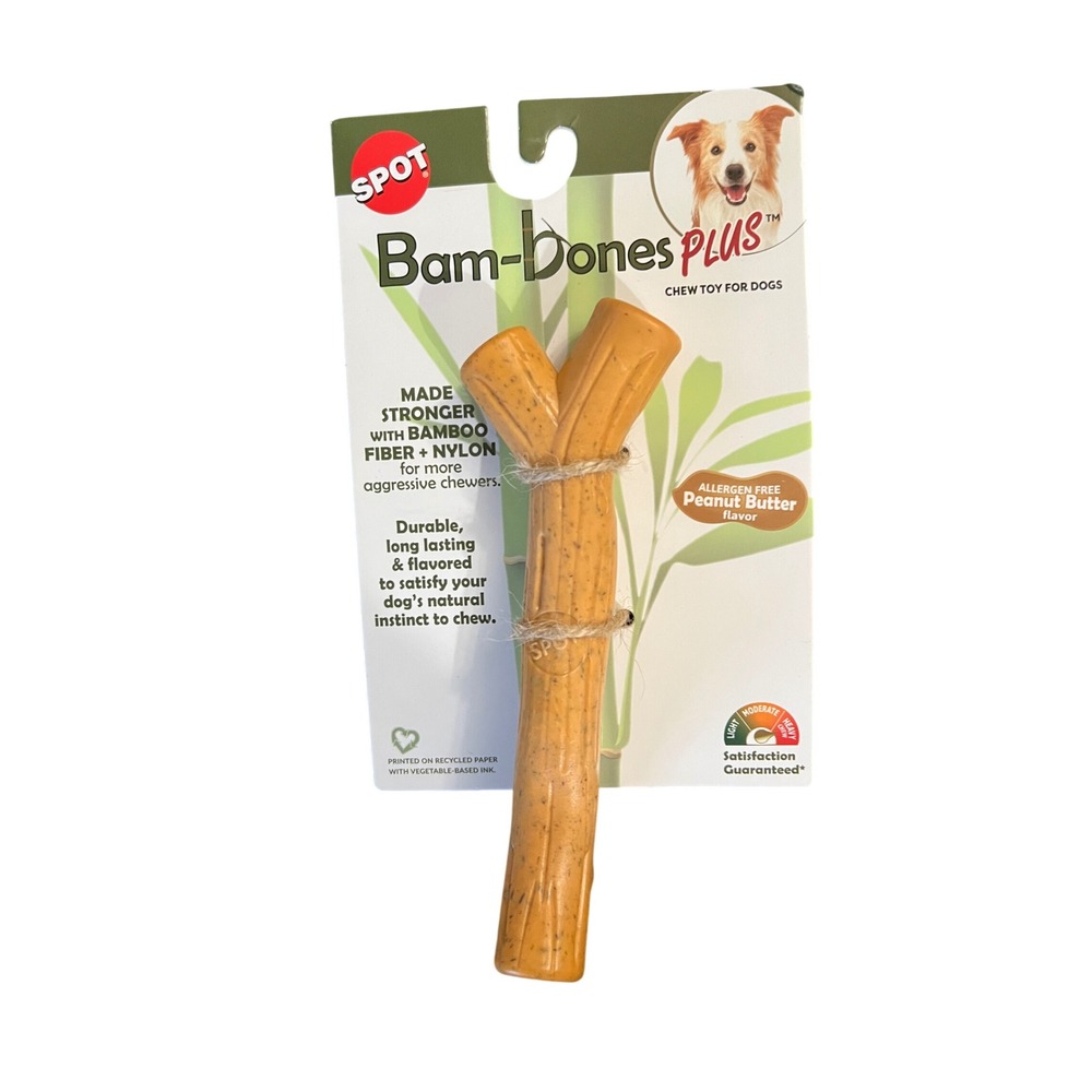 Spot Bam-Bones Plus Peanut Butter Flavor 6.25" Branch Dog Chew Toy 36918 NEW